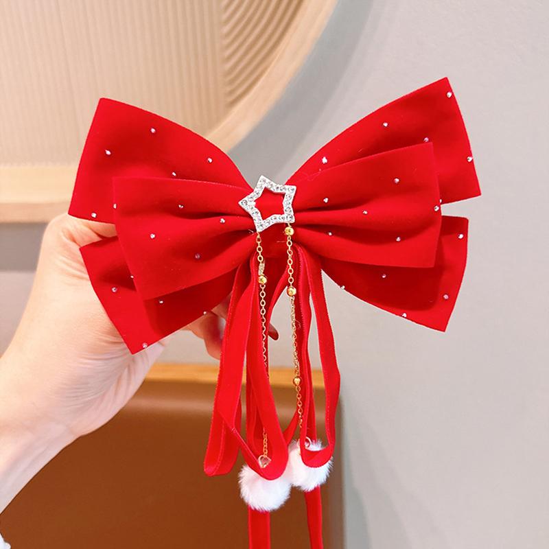 Product Introduction of New Year Red Ribbon Bow Hair Clips For Women Girls Vintage Hairpin Exquisite Headwear Chinese Style Hair Accessories Gifts 19