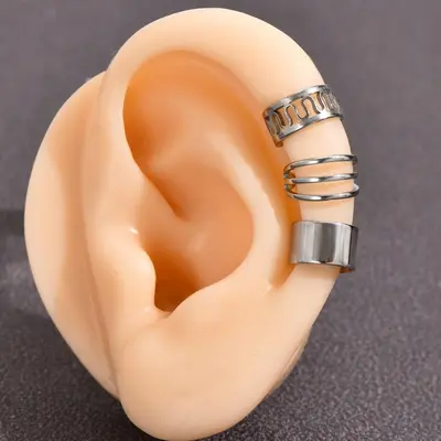 Men Earrings Punk Men's Stainless Steel Ear Cuff Hoop Earrings Ear