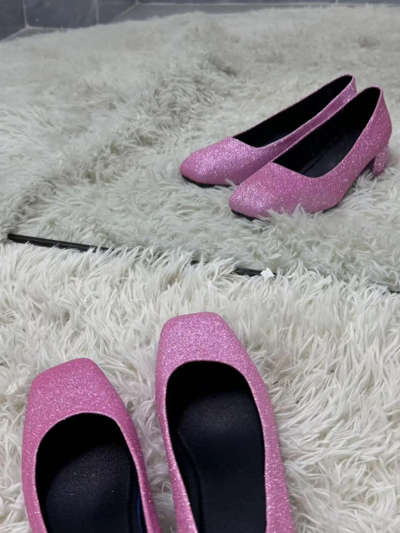 Women's Elegant Glittering High Heel Shoes, Fashionable Square Toe Heels for Party, Daily Clothing Decor for Women & Girls, Classy