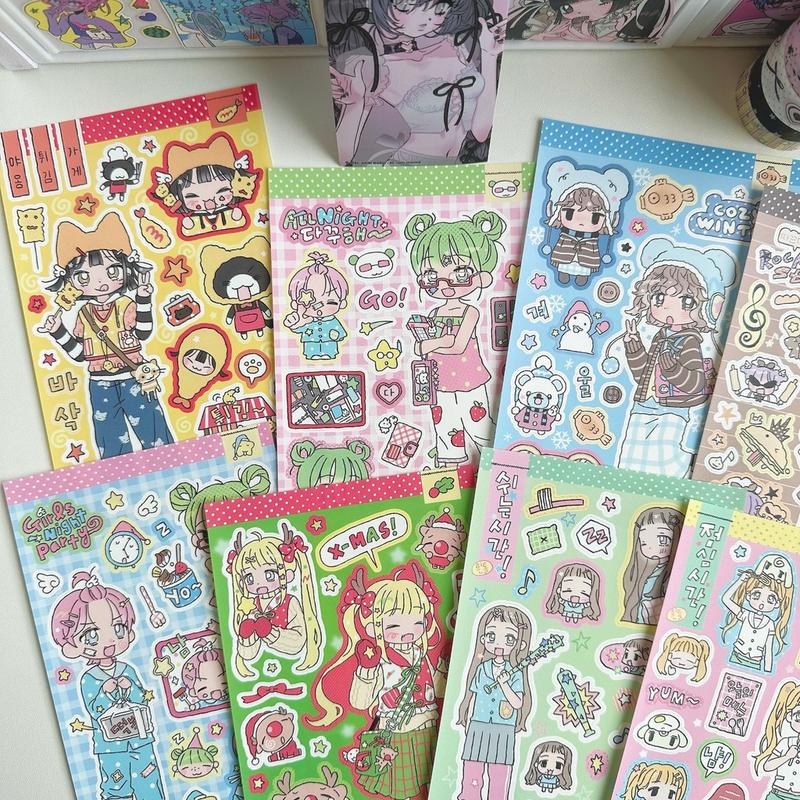 Cartoon Girl OOTD Series Sticker Sheet Sticker DIY Decor Journal ...