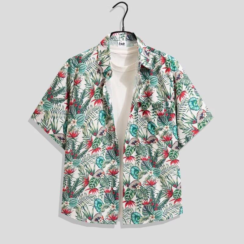 Áo Sơ Mi In Họa Tiết, Phong Cách Cổ Điển Đi Biển Hawaii, Dành Cho Nam Giới, Ngắn Tay, Mặc Mùa Hè, Dễ Phối Đồ, Dáng Rộng Vừa Vặn, Lụa Lạnh Mỏng, Cảm Giác Ngầu Thích Hợp Cho Bé Trai, Mặc Bờ Biển Và Kỳ Nghỉ, Áo Sơ Mi Thường Ngày Thời Trang 0