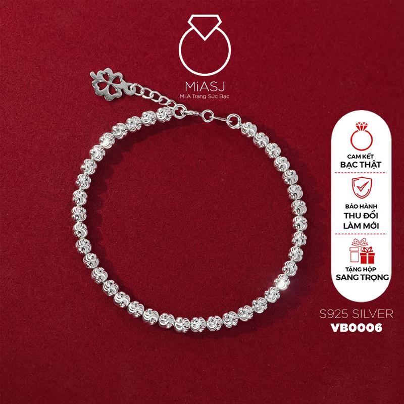 Vòng tay bi nữ Bạc Ý S925 cao cấp VB0005,VB0006,VB0007,VB0008,VB0009,VB0010,VB0011,VB0012,VB0013 | MiA Trang sức bạc