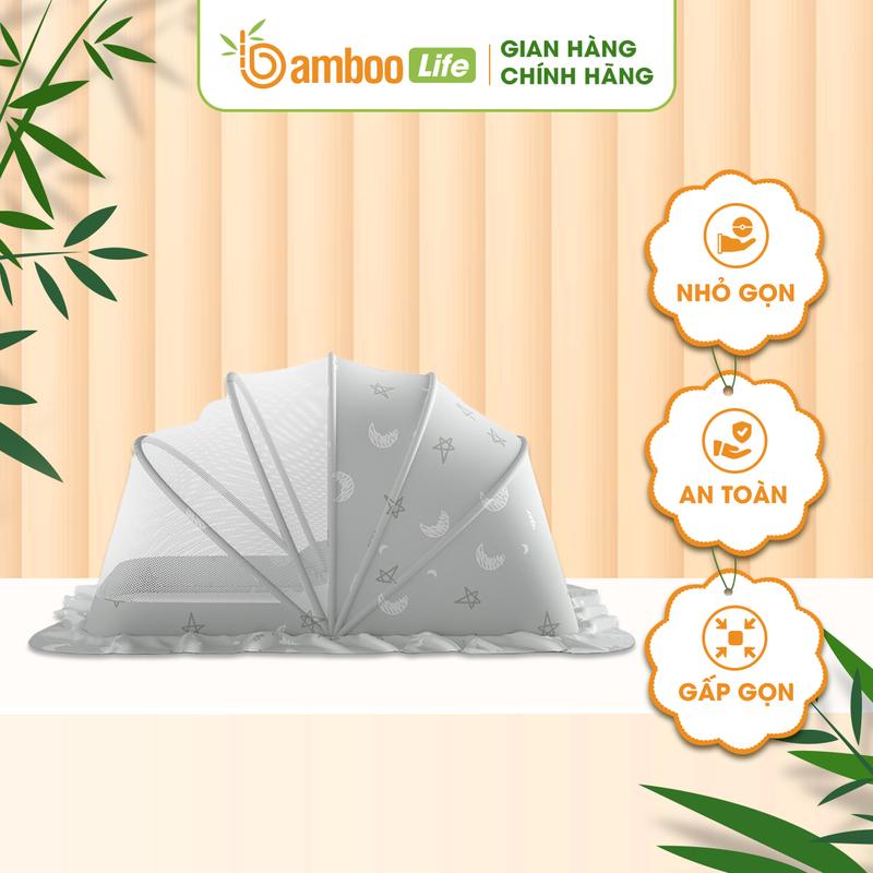 Màn chụp cho bé tự bung Bamboo Life mùng chụp em bé sơ sinh gấp gọn tránh muỗi côn trùng giảm ánh sáng an toàn tiện lợi dùng được ở giường nôi cũi