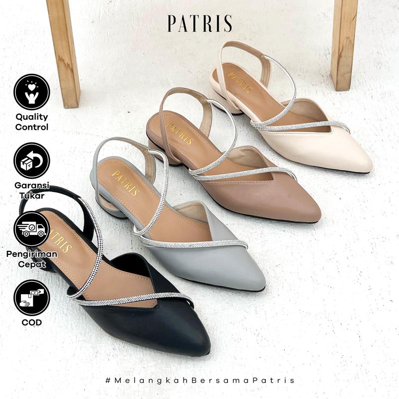 PATRIS Celeste Mules Wanita Heels / Hak 5 Cm Black Shoes Pesta 1
