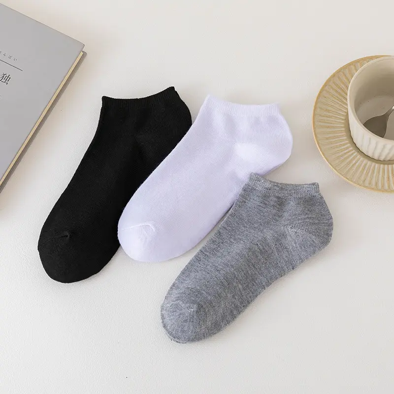 Black, White and Gray Pure Color Low-Cut Liners Socks Casual All-Match Short Men's Socks Low  Shallow Mouth Socks Summer Thin Absorb Sweat Invisible Boat Socks Menswear Polyester Lingerie Bowling Beige Tropical Plain
