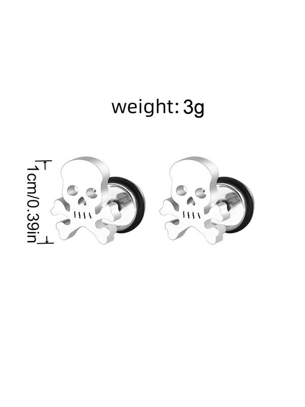 Punk Style Skull Design Earrings, Fashionable Stainless Steel Earrings for Men & Women, Trendy All-match Goth Jewelry for Birthday Gift 4