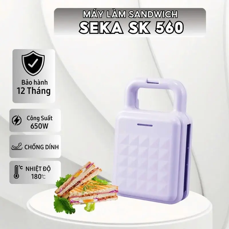 Máy Nướng Bánh Mì Sandwich SEKA SK560 , Máy Kẹp Nướng Bánh Mì Chín Nhanh Đều BH 12 Tháng SP412326266 8