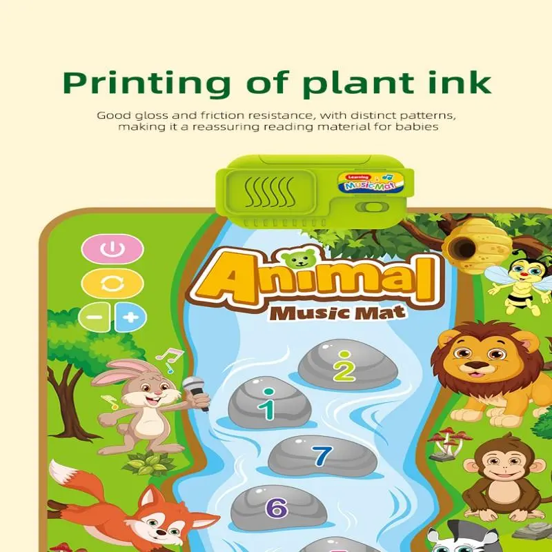 Cartoon Animal Pattern Dance Mat, 9 Key Piano 8 Animal Buttons Touch Learn Toy, Educational Learning Toy for 3+, without Battery 5
