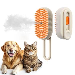 3 in 1 電動猫用ブラシ、セルフクリーニング＆マッサージ＆抜け毛除去ブラシ、ペットグルーミングブラシ、犬猫用グルーミング用品