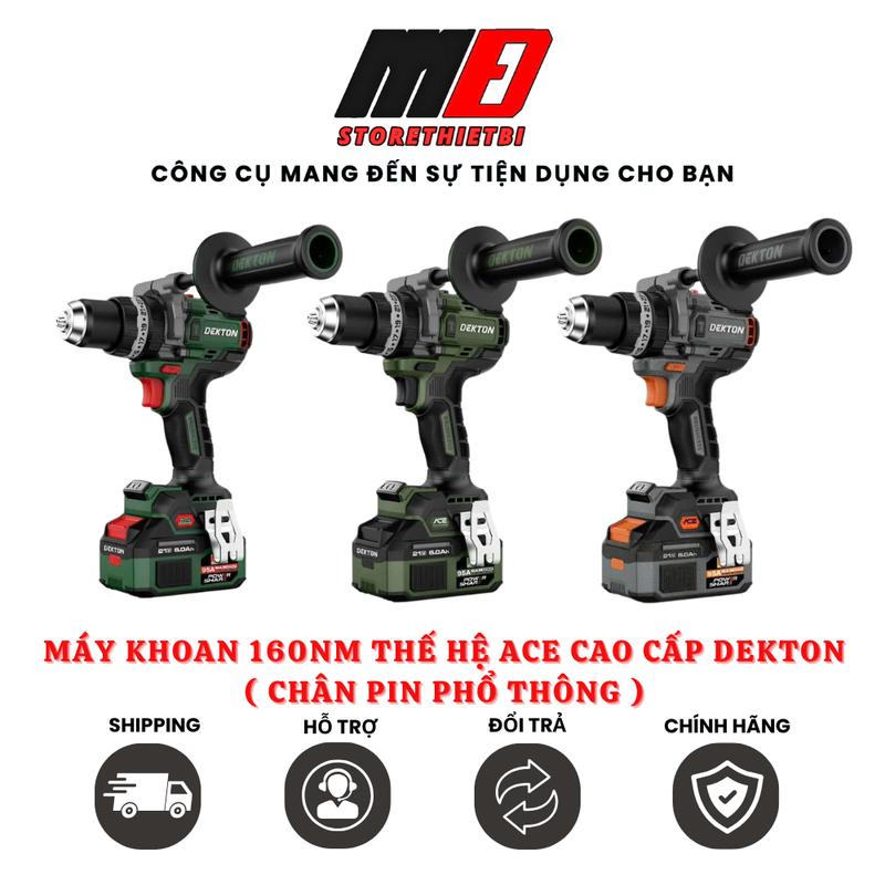 Máy Khoan 160Nm Thế Hệ ACE Cao Cấp Dùng Pin Dekton M21-ID13160PROMAX - Chuyên Công Trình Và Rút Lõi Điện Lạnh - Chân Pin Phổ Thông