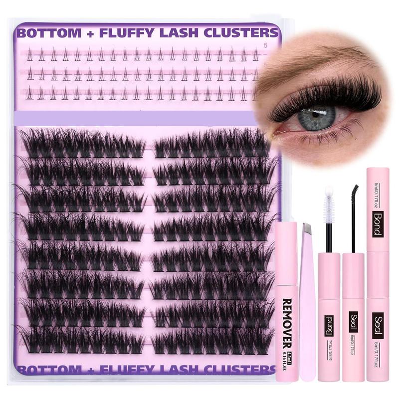 Product Introduction of Individual False Eyelashes with Glue & Remover & Tweezers, 1 Set Natural Look Eyelash Extensions, Self Grafting Curl Eyelashes, Eye Makeup Enhancement, Cosmetic 0