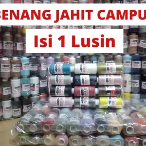 BENANG JAHIT 1 LUSIN WARNA| PANJANG 400 - 500 YARD 40/2 | KUAT TIDAK MUDAH PUTUS WARNA WARNI LENGKAP | SUPLIER BENANG JAHIT MURAH biru hijau Hitam Kuning Merah