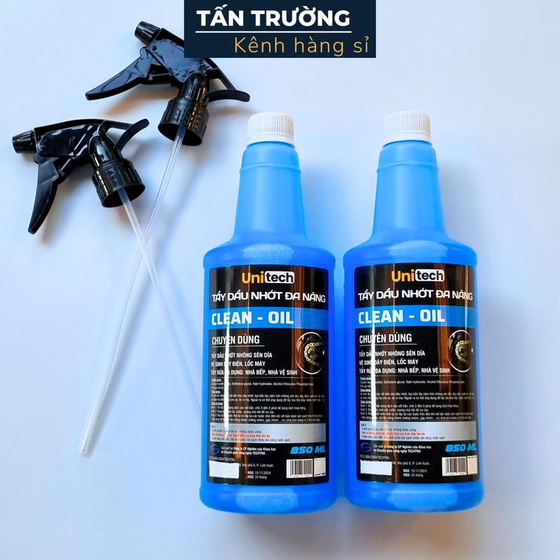  Combo 2 Chai Tẩy Rửa Dầu Nhớt UNITECH 850ml  Tặng vòi xịt  - Tẩy đa năng Moto Cleaner tẩy nhông sên dây điện sườn xe 