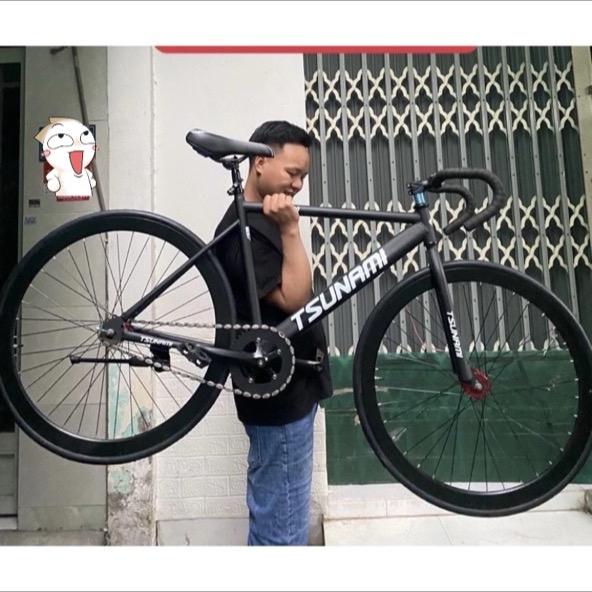 Xe đạp Fixed Gear và single Full Đen nhám bánh đen ( KÈM STRAP và đồ lắp)