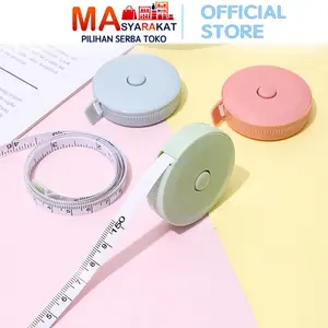 Masyarakat Pilihan Meteran Mini Gulung Pengukur Lingkar Perut H493 Baju Jahit Measure Tapes Warna Pastel Hijau Biru Pink 150Cm High Quality Pink Biru