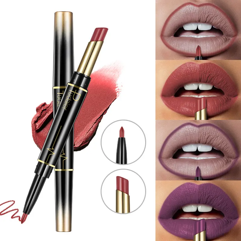 Pudaier Double Ended Lipstick Lip Liner Matte Hold Lip Glaze 16 Colour Lipstick Pencil Gloss Lipgloss Makeup Cosmetic Glossy Lip Care smooth gentle waterproof lipstick 2 in 1 lipstick makeup