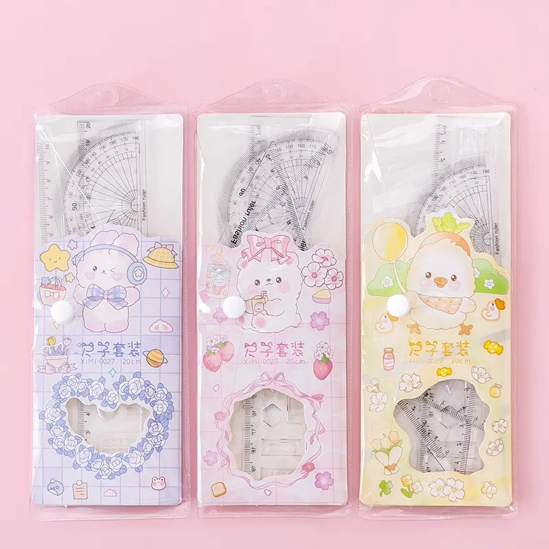 Bộ đồ dùng học tập 4 thước eke đóng túi kích thước 20cm nhiều mẫu mã lựa chọn 4