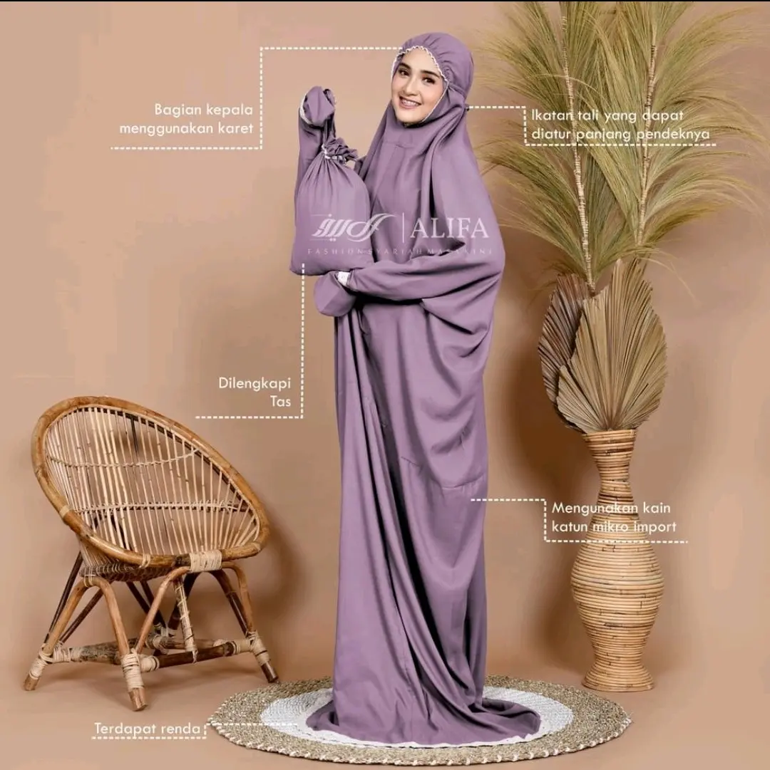 mukena lajuran, mukenaling, mukena polos Katun mukenah  travel  dewasa  mewah
