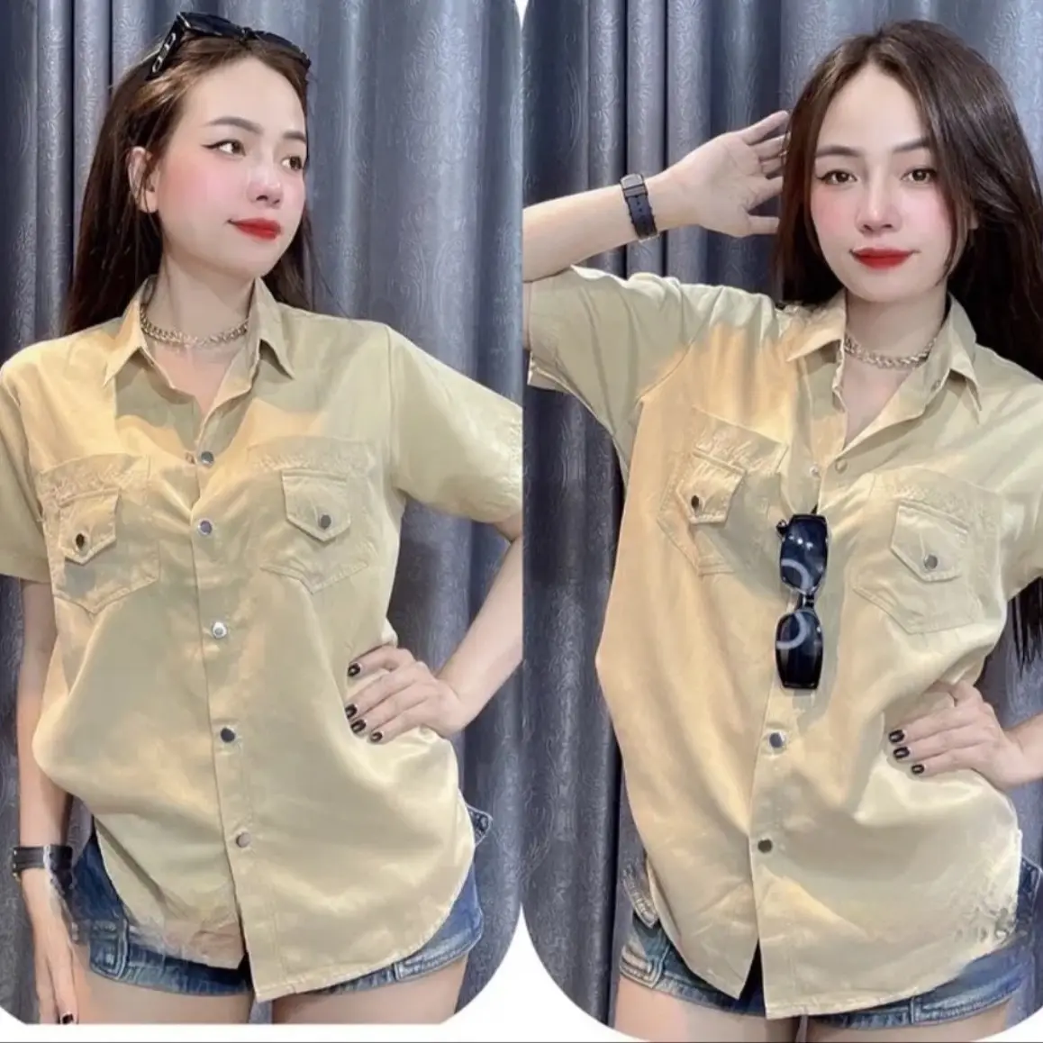 Áo Sơ Mi Nữ Chất KaKi Mềm Phong Cách Hàn Quốc 40-65kg Women Top Shirt Cotton