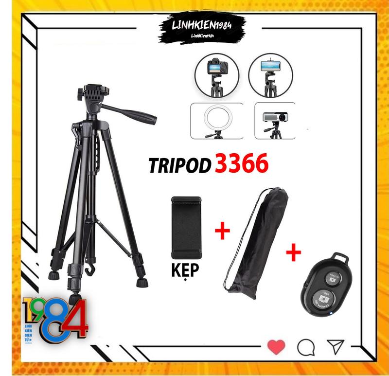  Chân giá đỡ điện thoại máy ảnh Tripod 3366 cao 140cm có tay cầm cực chắc chắn 
