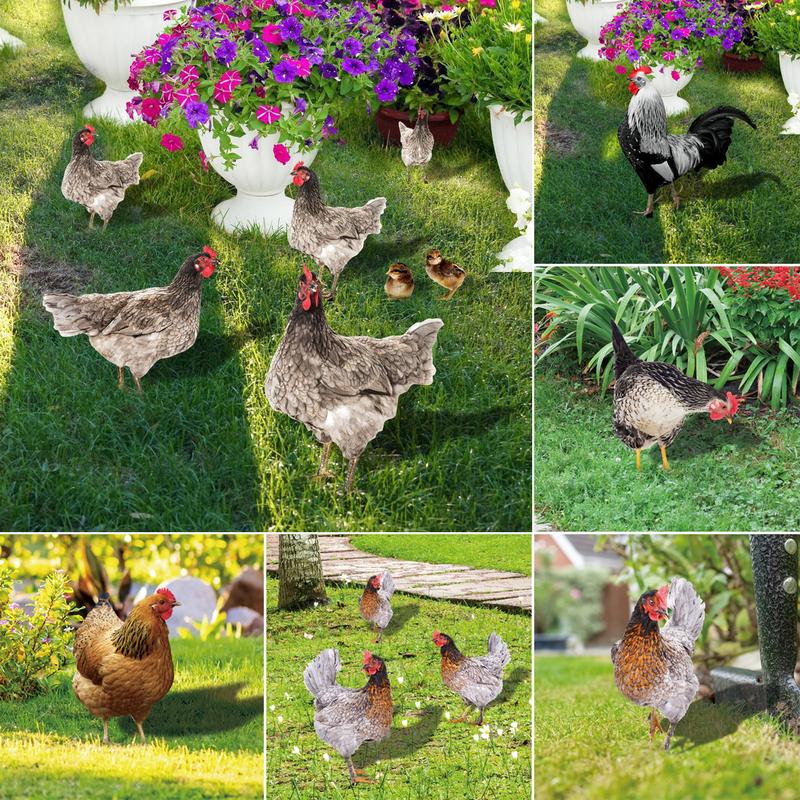 Rooster Decor Realistic Life-like Ornamental Double-sided Printing Acrylic Garden Statue Chicken for Yard 0