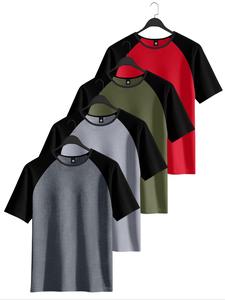 Men's Colorblock Raglan Sleeve Tee, Regular Fit Casual Short Sleeve Round Neck T-shirt for Summer, Men's Top for Daily Wear