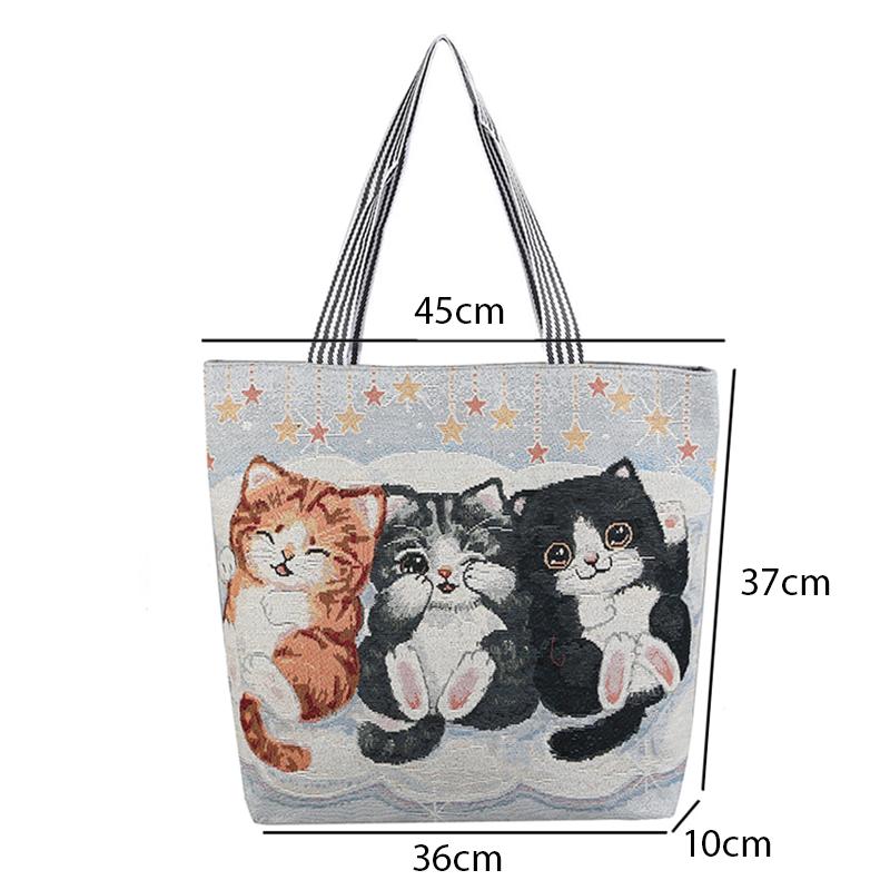 Túi vải tote thêu thổ cẩm có khóa kéo cỡ lớn đựng đồ đi làm đi học size 45cm 4