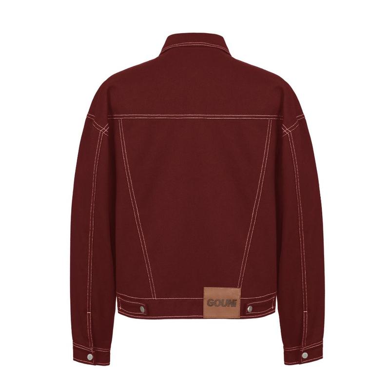 GOUNI KAKI DENIM DOUBLE ZIP JACKET VER 2 / WINE RED 2