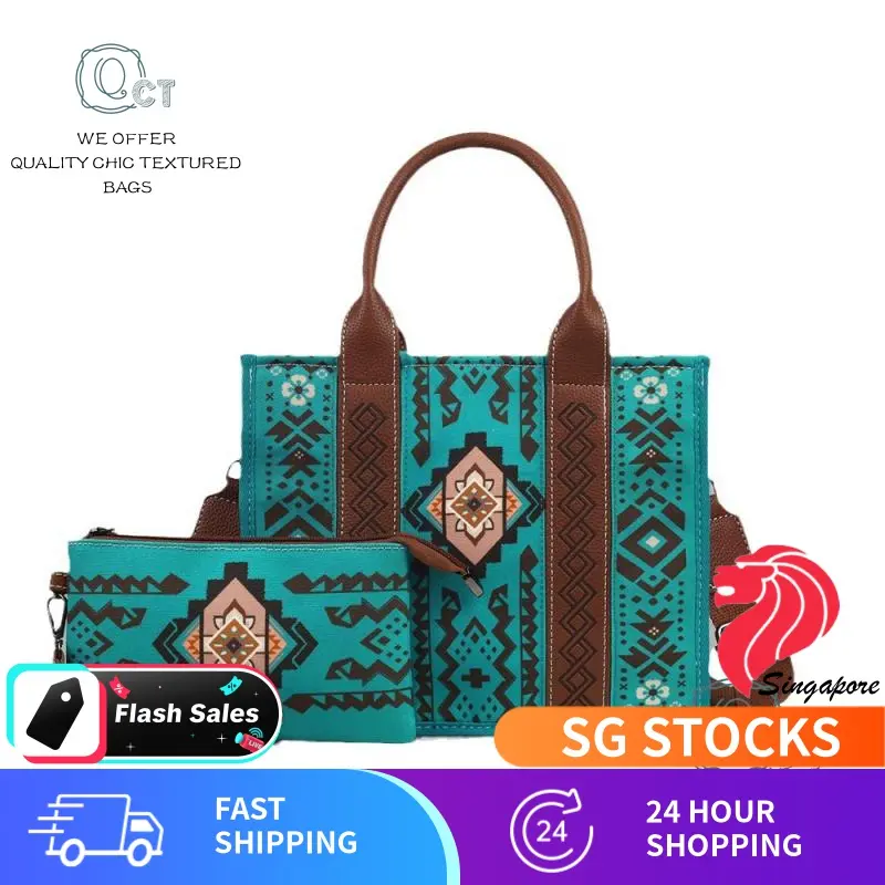Bohemian Ethnic Style Bags Portable Crossbody Pack Vintage Tote Bag For Women 2 pcs set