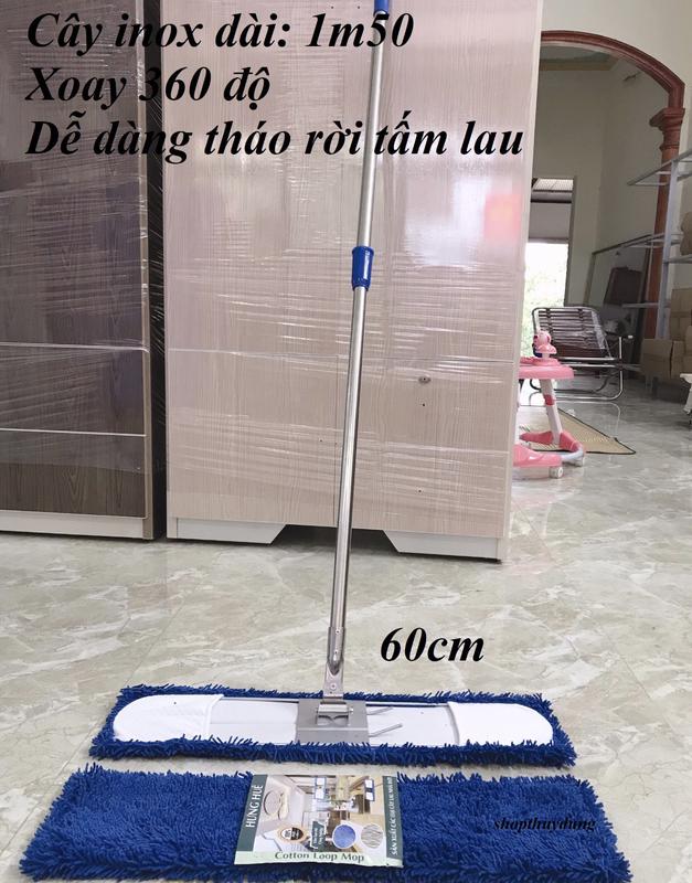 Chổi lau nhà công nghiệp 60cm 45cm chính hãng Hưng Huê. Tấm lau san hô rời Microfiber