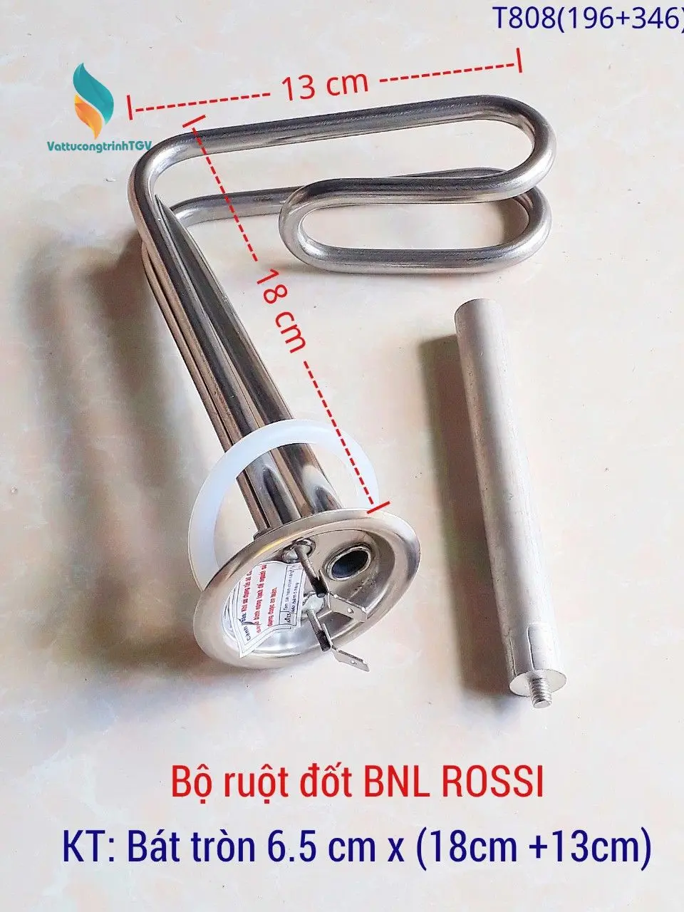 Bộ linh kiện ruột đốt Bình nóng lạnh ROSSI - TÂN Á 15L bát tròn 6,5cm x 18cm + Thanh magie 5mm