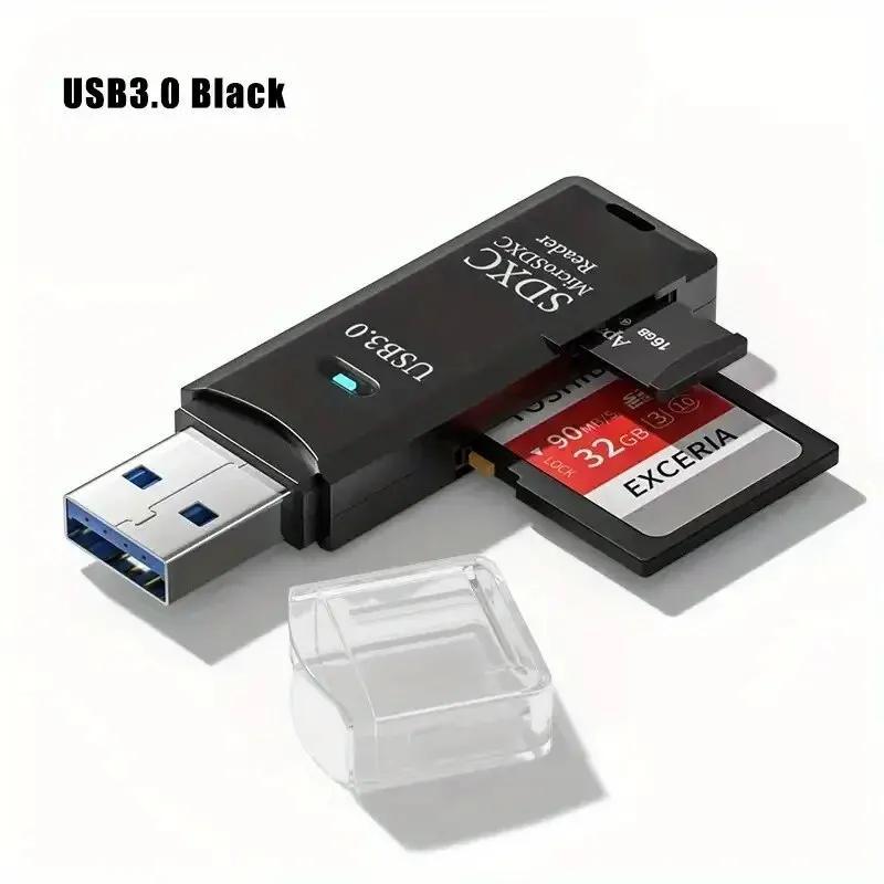 2 in 1 USB 3.0/2.0 Micro SD Card Reader, 1 Count High Speed Multifunctional Data Transfer Card Reader, Compatible with SD Memory Card, TF Card, Phone & Computer 3
