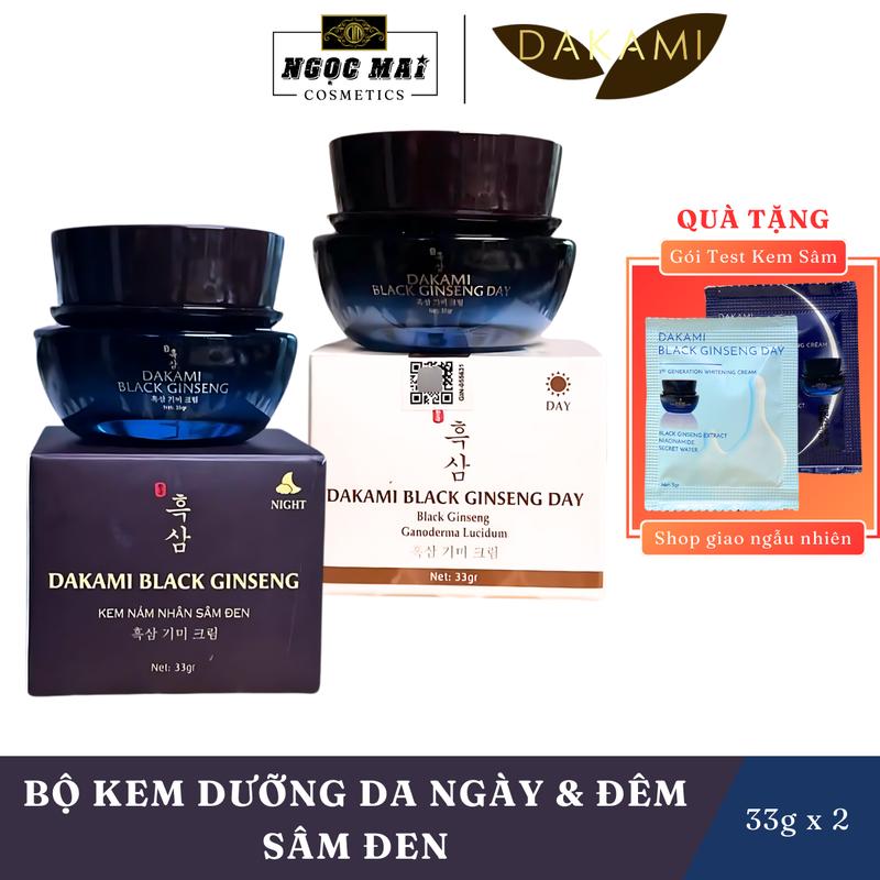 [Tặng Gói Test] Bộ Kem Dưỡng Da, Hỗ Trợ Mờ Nám Ngày Và Đêm Chiết Xuất Sâm Đen Dakami Black Ginseng (33g - 30g), Hỗ Trợ Mờ Thâm, Dưỡng Ẩm, Chăm Sóc Da