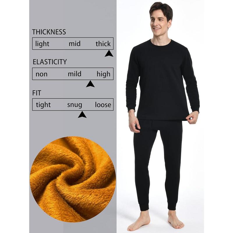 TikTok Shop Mens Thermal Underwear Set Thick Fleece Lined Heavyweight Outdoor Baselayer Extreme Cold Weather Winter Ultra Warm U10