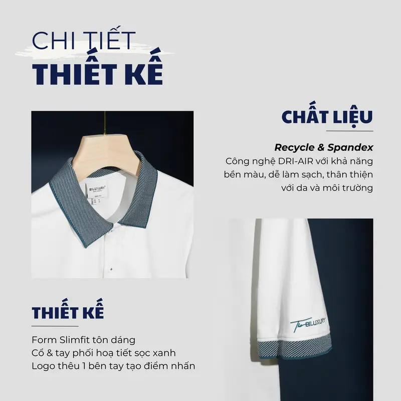 Áo Polo Nam Recycle Họa Tiết Phối Màu Tinh Tế 8APCT407TRK Ngắn Tay, Trẻ Trung, Nam Tính - BILUXURY Menswear Polo Shirt Có Cổ Tay Ngắn 3