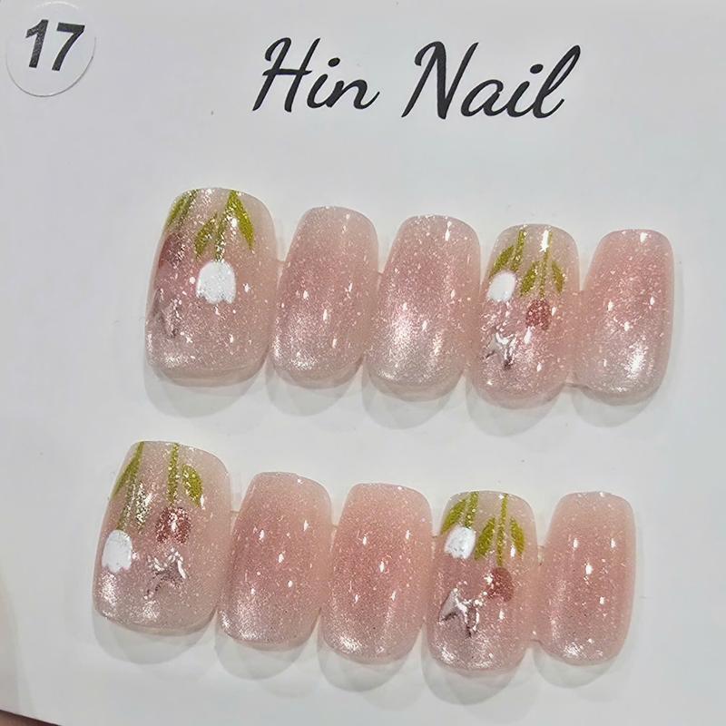 Mã M017 Bộ Nail Giả Mắt Mèo Hoa Tuy Líp Hin Nail Nhựa ABS