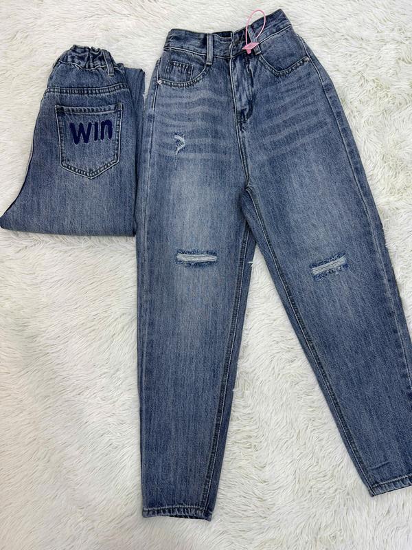 Quần jean nữ M 062, màu xanh nhạt, lưng thun, chất vải cotton QC cao cấp, rách gối - Pants 0