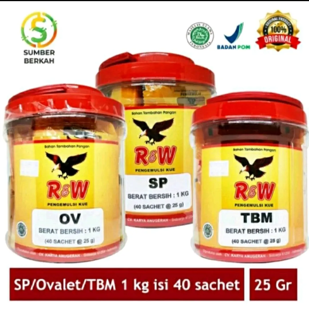 SP Ovalet TBM Rajawali R&W RW 1 Kg Toples 25 gr isi 40 sachet - SP Cake