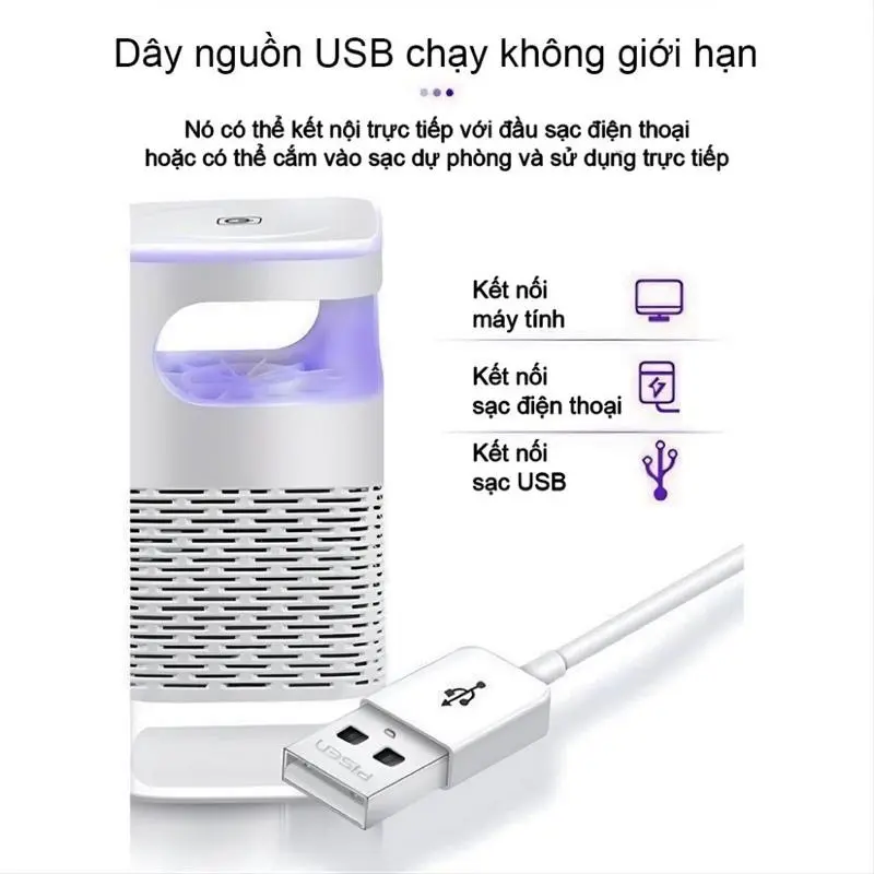 ( Loại 1+ Củ sạc ) Đèn Bắt Muỗi Thông Minh Cao Cấp ( cao 21.5cm ) - Diệt Côn Trùng Hiệu Quả - Bảo Hành 1 Đổi 1 5