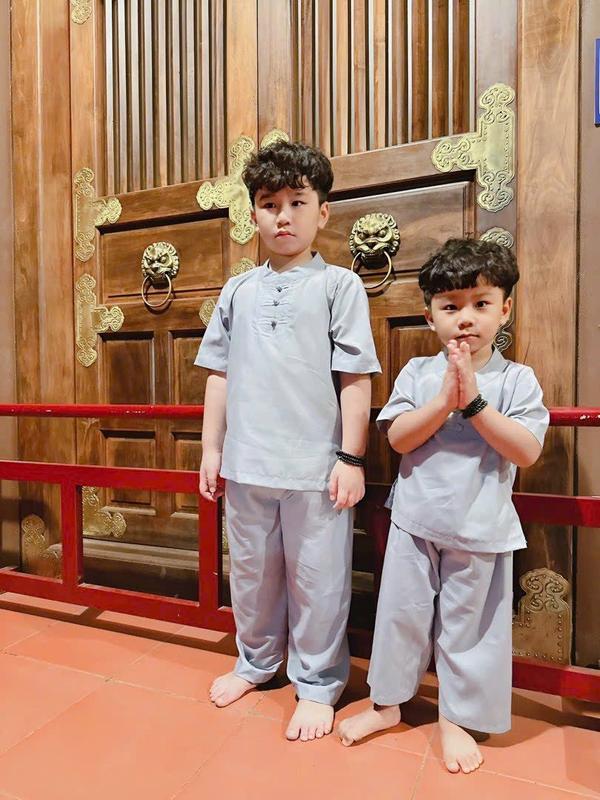Đồ Lam Đi Chùa #Bộ Lụa 3 Nút Cho Cha và Bé Trai# Bộ Quần Áo Bé Trai# Thời Trang Trẻ Em 7