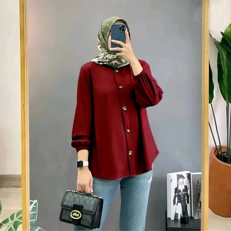 Tunik Crinkle Wanita Big Size Atasan Kemeja Terbaru Kekinian 3