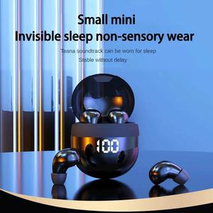 Alat Dengar Halimunan Mini, Sk18, Wayarles, Bluetooth 5., Bass, Alat Dengar Tidur, dengan Mikrofon, Pembatalan Bunyi, Paparan HD Pc Hitam Earphones Bateri Audio Peranti Stereo Mic Amplifier earbuds headphones airpods black