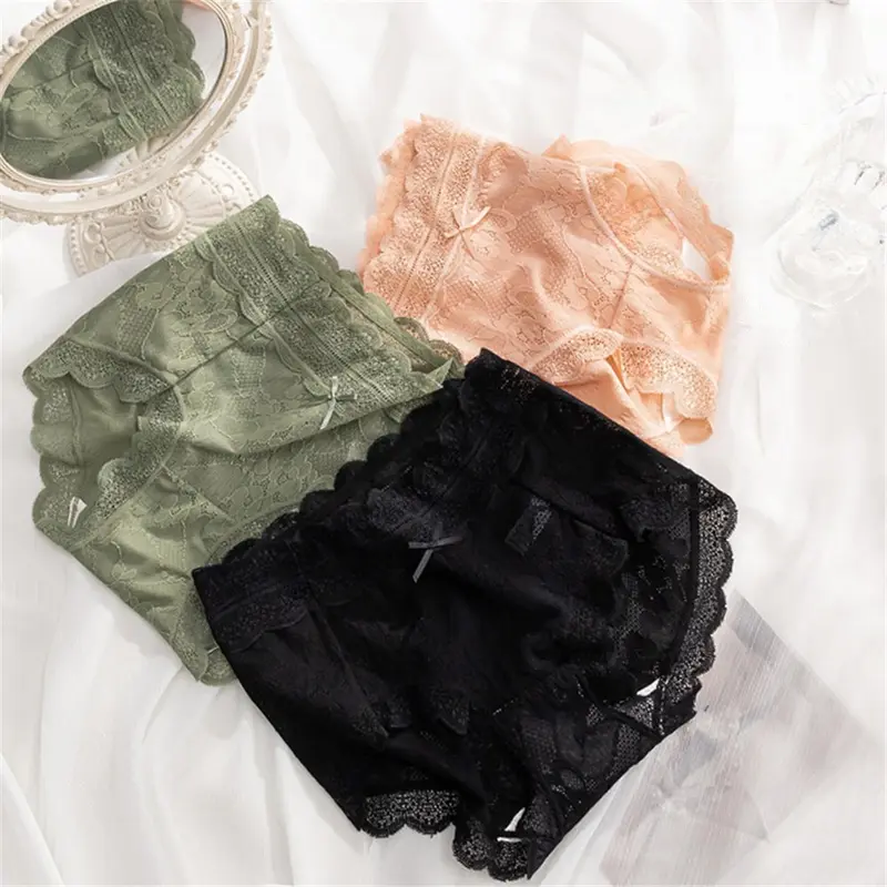 Quần Lót Ren Mềm Cạp Cao Dành Cho Nữ, 6 Món, Khoét Lỗ, Liền Mạch, Trong Suốt, Thoáng Khí, Màu Trơn Quần Sịp 5