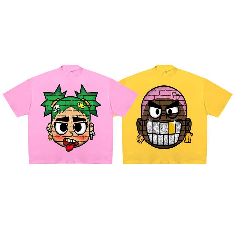 Áo thun HYPEKID - HIGHCLUB form Boxy crop màu HỒNG/VÀNG - Unisex