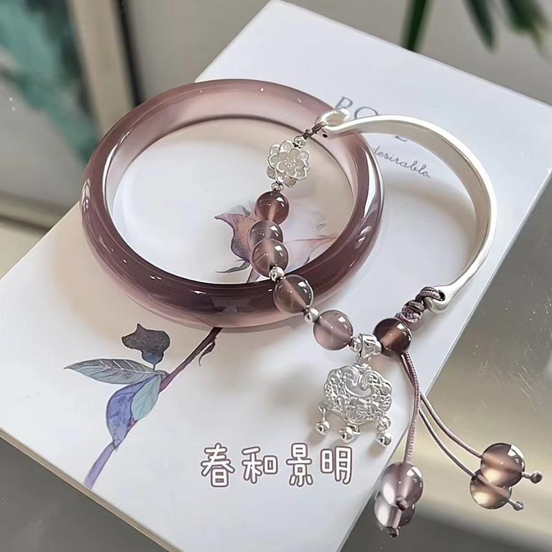 Vòng Tay Cáo, Phong Cách Trung Quốc Mới, Vòng Tay Tua Rua Khóa An Toàn, Dành Cho Nữ, Vòng Tay Phổ Biến Độc Đáo Vòng Tay Lạnh Phong Cách Cổ Xưa 3