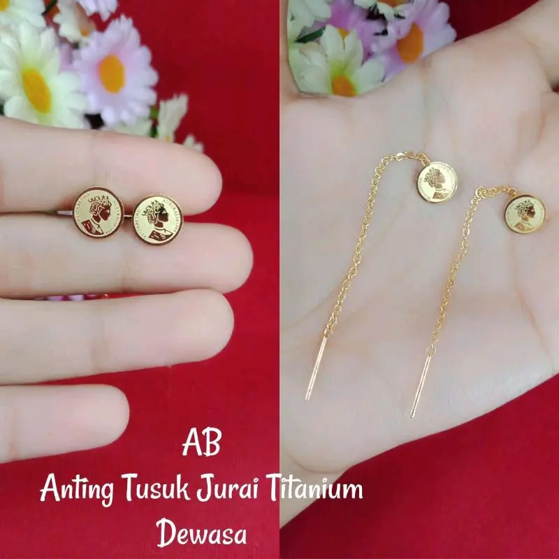 Anting Koin Titanium Eliza Aksesoris Elegan