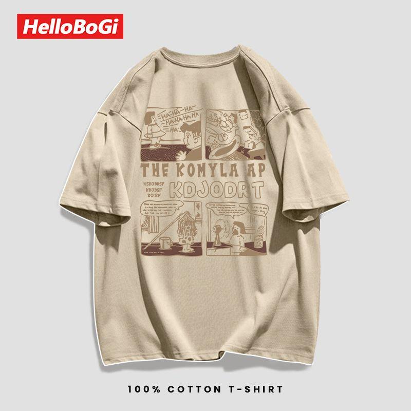 Áo Thun Cotton Ngắn Tay Cho Nữ, Trang Phục Mùa Hè In Hình Truyện Tranh, Ngoại Cỡ, Dáng Rộng, Cho Cặp Đôi 7