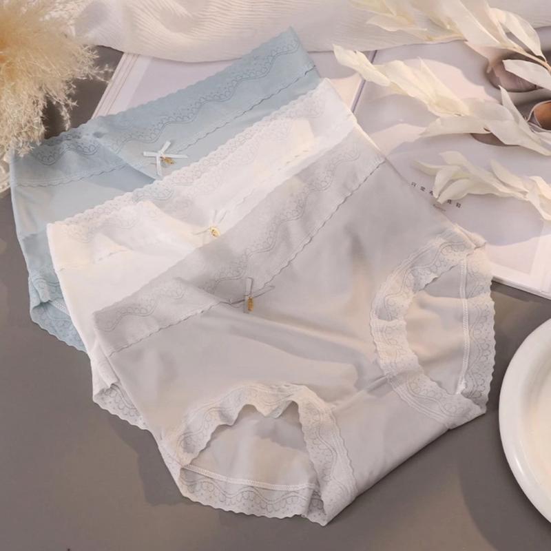  ￼Quần lót nữ  Su  lua cao cấp phối ren siêu mềm siêu mát tông màu pastel nhẹ nhàng Quần Lót Đáy Lụa Lạnh  Thoáng Khí Màu Sắc Đơn Giản 