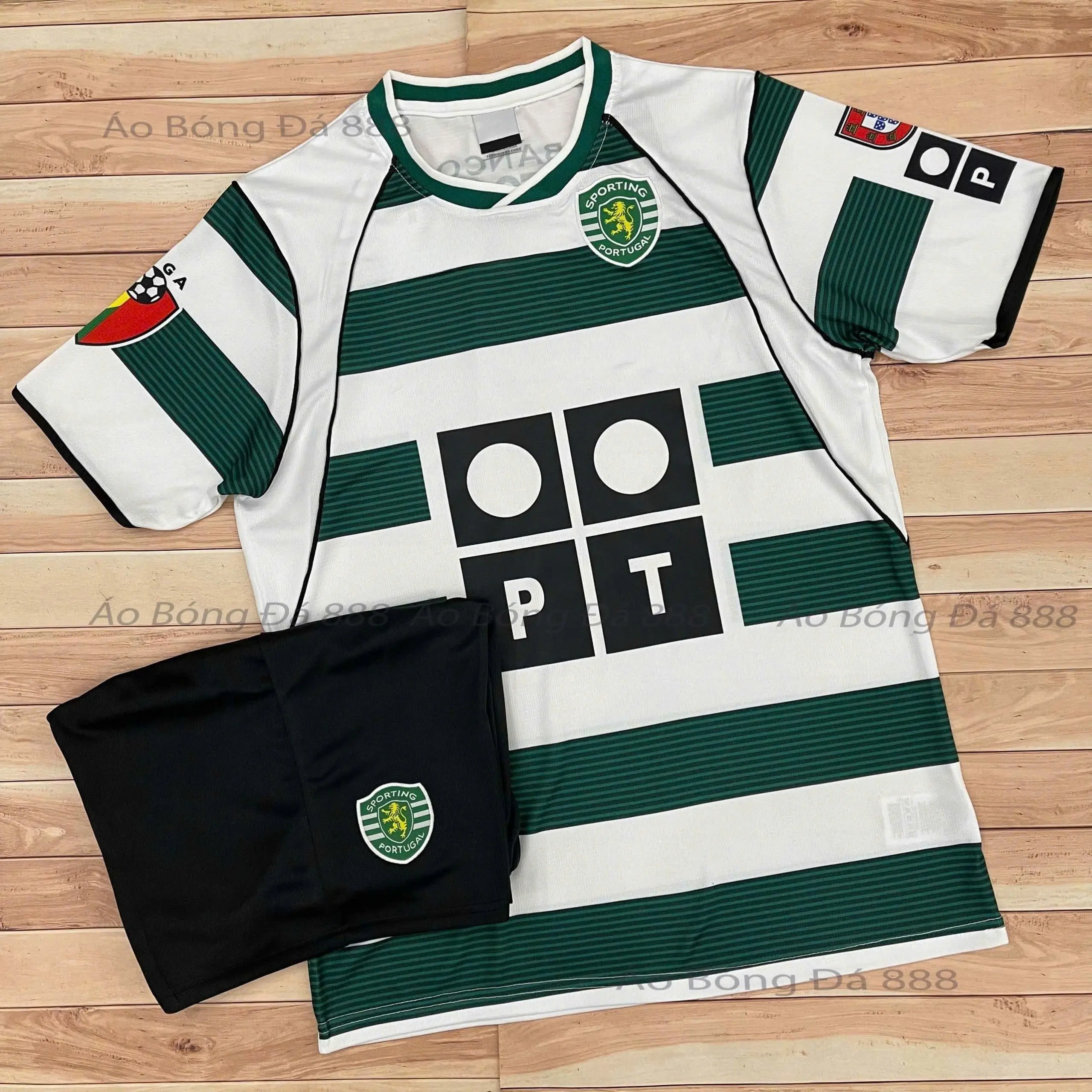 Bộ Quần Áo Bóng Đá CLB Sporting Lisbon, Áo Đá Banh Kỷ Niệm Ronaldo-Vải Gai Thái Cao Cấp
