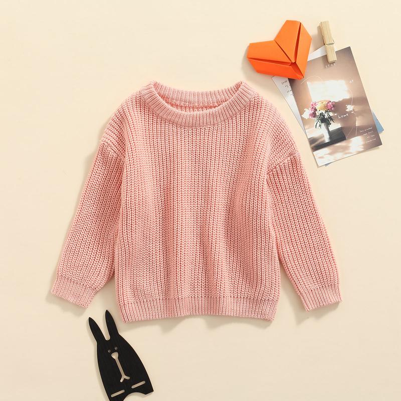 Product Introduction of Baby Girls Boys Autumn Winter Knit Sweater Solid Color Long Sleeve Crewneck Knitwear 34